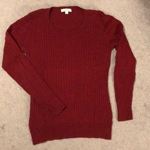 Dark red lightweight cable knit sweater